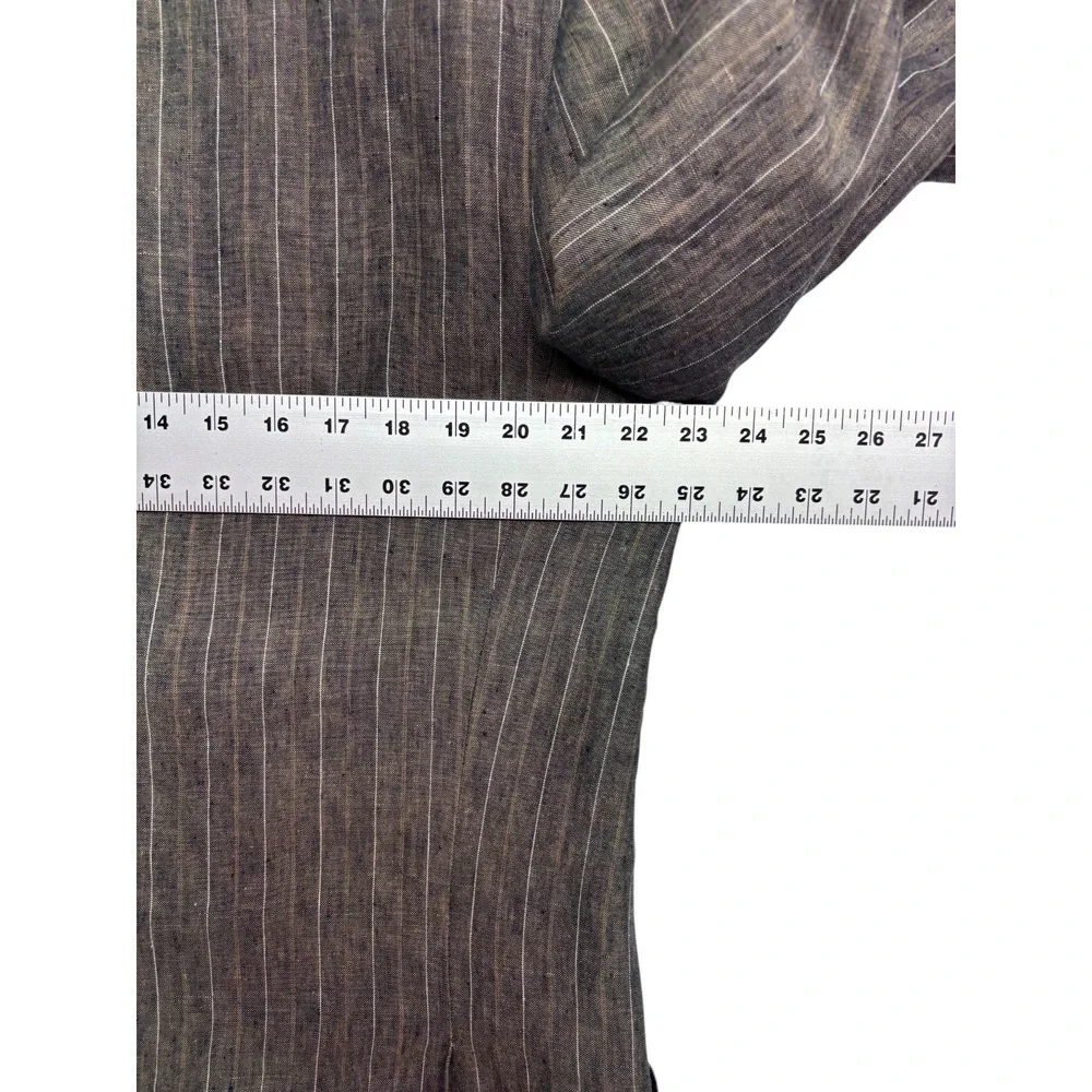 Andrea Caracciolo 44L 54 38x33 100% Linen Delave Stripe Sartoriale Italy Suit